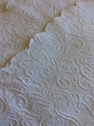 Vintage White Cotton Matelasse Bedspread Coverlet Queen Size 84 X 96 3