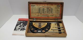 Vintage Starrett Micrometer Caliper Set No 224 - 0 - 4 " In Case
