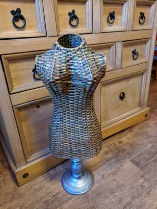 Vintage Wicker Mannequin,  Female Torso Shop Display,  Home,  Prop Etc,  Metal Stand
