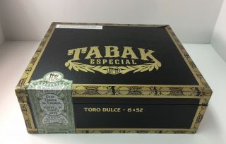 Tabak Especial Empty Black Wood Cigar Box Tobacco Gift Stash Box -