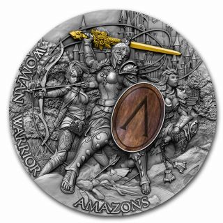 2019 Niue 2 Oz Antique Silver Woman Warrior: Amazons - Sku 201998