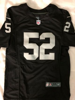 Khalil Mack 52 Stitched Oakland Raiders Nike Black On Field Home Jersey Size 44