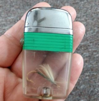 Vintage Script " Vu - Lighter " Cigarette Lighter.  Fly Fishing
