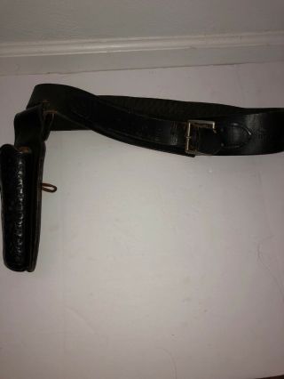 Vintage Hunter Leather Cartridge Gun Belt W/ Tooled Leather Pistol Gun Holster M