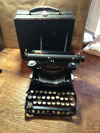 Antique Corona Folding Portable Typewriter No.  3 & Case Serial 56950