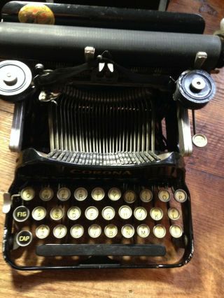 Antique CORONA Folding Portable Typewriter No.  3 & Case Serial 56950 2