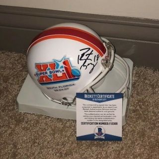 Peyton Manning Signed Indianapols Colts Bowl Xli Champs Mini Helmet Bas