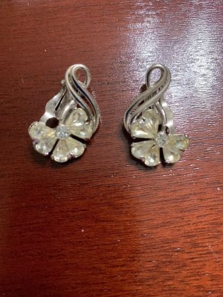 Vintage Pennino Rhinestone Clip On Earrings