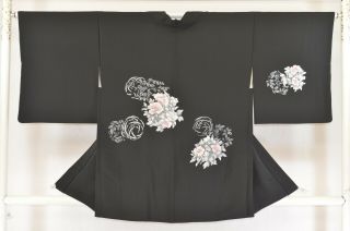 Vintage Silk Kimono Jacket:embroidered Gorgeous Tree Peony@kp19