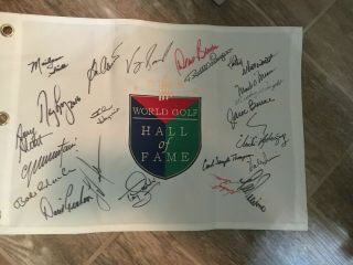 22 Hall Of Famer Signed By World Golf Hall Of Fame Flag