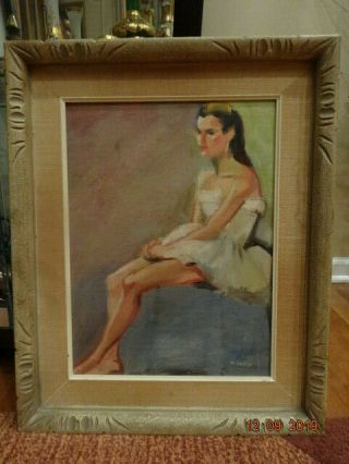 Antique Oil Painting " Ballerina " By Listed Artist Moses Soyer
