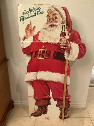 Vintage Coca Cola Santa Claus Christmas Cardboard Stand Up Advertising Sign C34