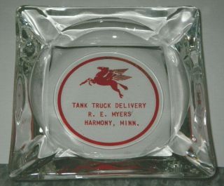 Vintage Glass Ashtray Tank Truck Delivery Phillips 66 Harmony Mn R.  E.  Myers