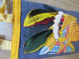 Rare Vintage Montana Pennant - Native American Indian Chief With Feathers 2