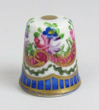 Vintage Limoges Frances Hand Painted Porcelain Rose Floral Thimble