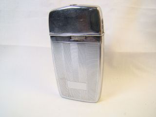 Vintage Ronson Chrome Ribbed Butane Slim W German Flip Top Lighter Sparking A