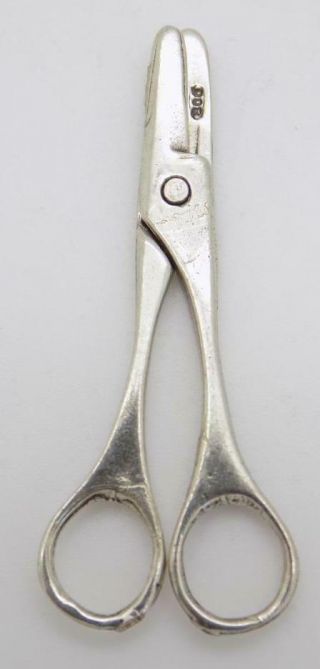 Vintage Solid Silver Italian Made Rare Dollhouse Scissors Hallmarked Miniature