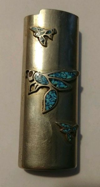 Vintage Silver Metal Cigarette Lighter Case