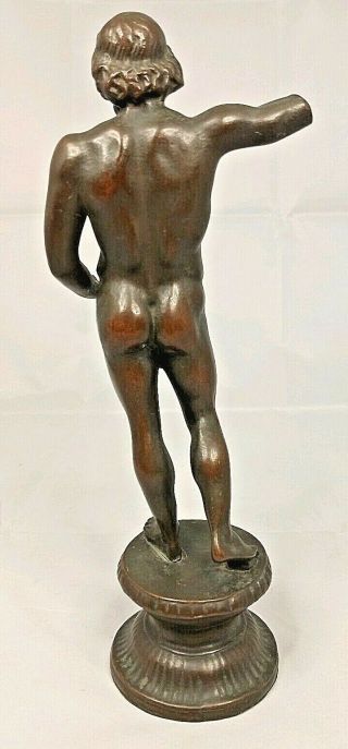 Antique Victorian 19thC Grand Tour Bronze Sculpture Greek Male Man Nude 11 