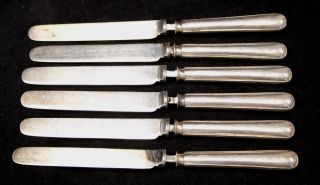 6 Vintage Art Deco Silver Hallmarked Butter Knives Cutlery Sheffield,  1921 - B14