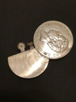 Rare And Unusual Solid Silver Cigarette Lighter Concealed In A Coin