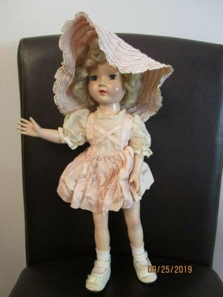 Vintage 1950s Effanbee Doll In Pink Taffeta Dress And Hat 17 "