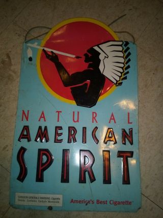 Vintage 19 " Metal American Spirit Sign,  Cigarette Tobacco Advertising