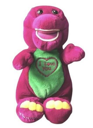Lyons Barney I Love You Talk Vintage 90s 11 " Plush Stuffed Purple Dinosaur
