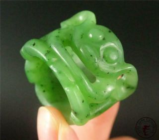 Old Chinese Spinach Green Nephrite Jade Carved Archer 