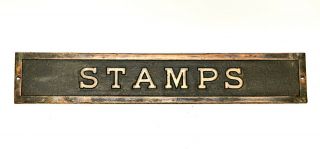Rare Vintage Antique Post Office Stamps Plaque Sign Brass Copper