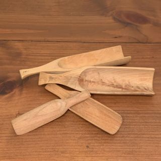 Vintage Primitive Mini Wood Scoop Kitchen Tools Made In Sweden Set Of 4