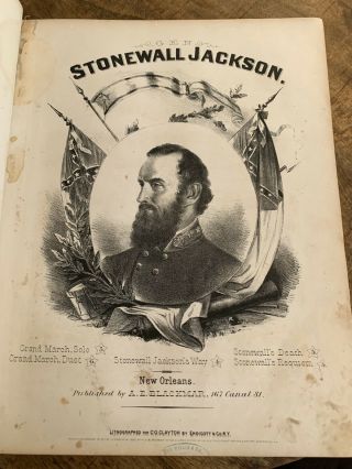 Rare Antique Bound Sheet Music VA Civil War Confederate Stonewall Jackson ' s Way 2