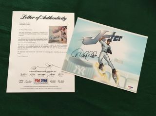 Derek Jeter Signed Autographed 8x10 Cartoon Photo Signature Psa/dna Loa Yankees
