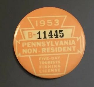 1953 Pa Pennsylvania Non Resident 5 Day Tourist Fishing License