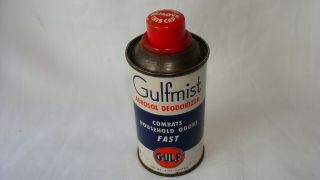 Vintage Gulf Oil Old Logo Gulfmist Aerosol Deodorizer 6oz Metal Can 1/2 Full