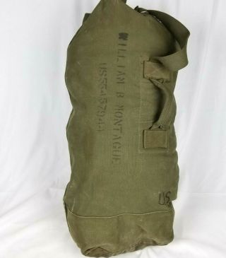Vintage Military Army Duffel Bag Rucksack Canvas Green Laundry Seabag Carryall 2
