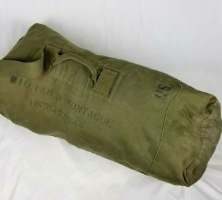 Vintage Military Army Duffel Bag Rucksack Canvas Green Laundry Seabag Carryall 3