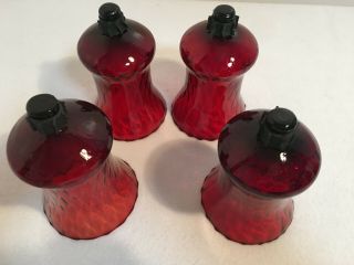 4 Vintage Homco Home Interiors 5 " Ruby Red Glass Votive Peg Cups / Honeycomb