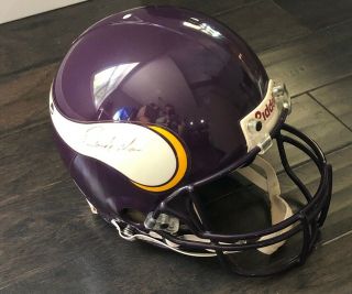 Randy Moss Autographed Minnesota Vikings Full Size Helmet A.  P.  E.  Certified
