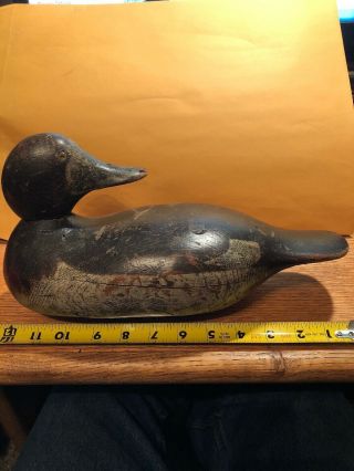 Hand Carved Decoy Duck With Glass Eyes With Initials Ad Co.  Chic & Co.  Ill.