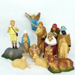 Christmas Nativity Ornament Figure Figurine Hard Plastic Vintage