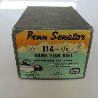 Vintage Box (box Only) For A Penn 6/0 Senator 114 Game Fishing Reel