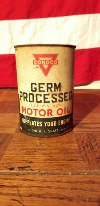 Vintage Conoco Germ Processed Motor Oil Can