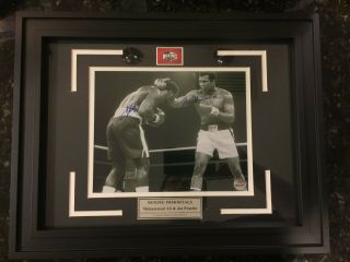 Muhammad Ali & Joe Frazier Autographed 8x10 Photo On A 12x16 Matte Framed W/coa