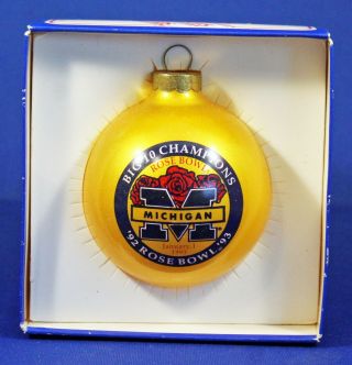 1993 Rose Bowl Souvenir Christmas Tree Ornament With Michigan Big 10 Champs