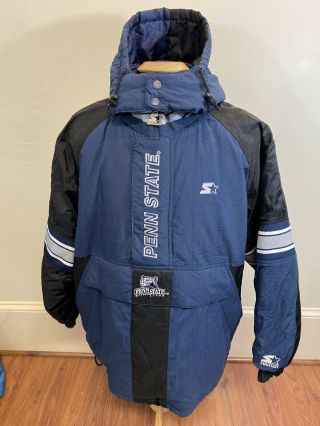 Penn State Nittany Lions Vintage Starter Puffer Jacket Coat Mens Size Xl Psu