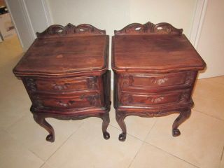 Re - Ownedvintage Antique French Provincial Nightstand End Tables Wood Set Of Two