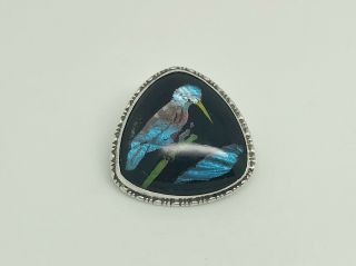 Gorgeous Vintage Art Deco Sterling Silver Butterfly Wing Kingfisher Brooch