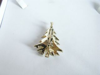 Vintage Gold Tone Rhinestone Christmas Tree Pin Brooch 2