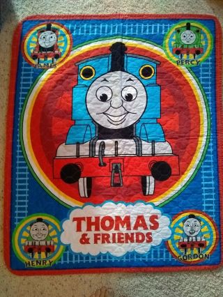 Vintage Thomas Train Quilt Toddler Crib Decor Blanket Cotton Wall Hanging